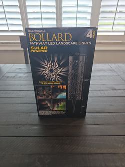 Bell + Howell Solar Powered Integrated LED Landscape Pathway Bollard Lights 4 Pack