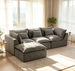 102.3 Width Cloud Couch Oversized Modular Sectional Sofa True Relax Comfy Couches Wide&Deep Seat Sofas for Living Room Furniture Sets, Waffle Fabric ,