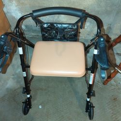 MEDLINE Gold Seat Walker Brakes On Handles