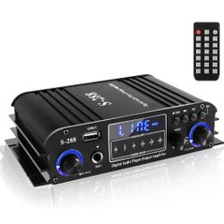 4 Channel Bluetooth 5.0 Stereo Amplifier, 50Wx4 HiFi Power Amp, 1200W Max, USB/SD/FM, Class D Home Audio Receiver for Home Theater & Karaoke, Includes