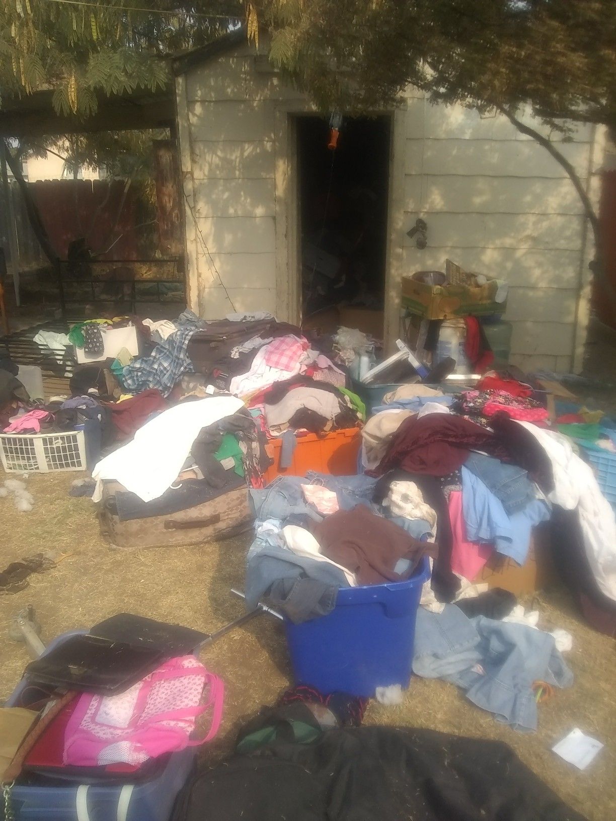 Bulk shed sale full of clothes new born , toddler,etc,couch, electric items, computer things ,household filled all must go together