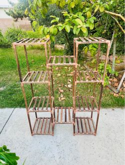 Wood Plant Flower Stand Shelves For Indoor Outdoor Patio Size Length 34", Width 12", Height 47" New Condition 