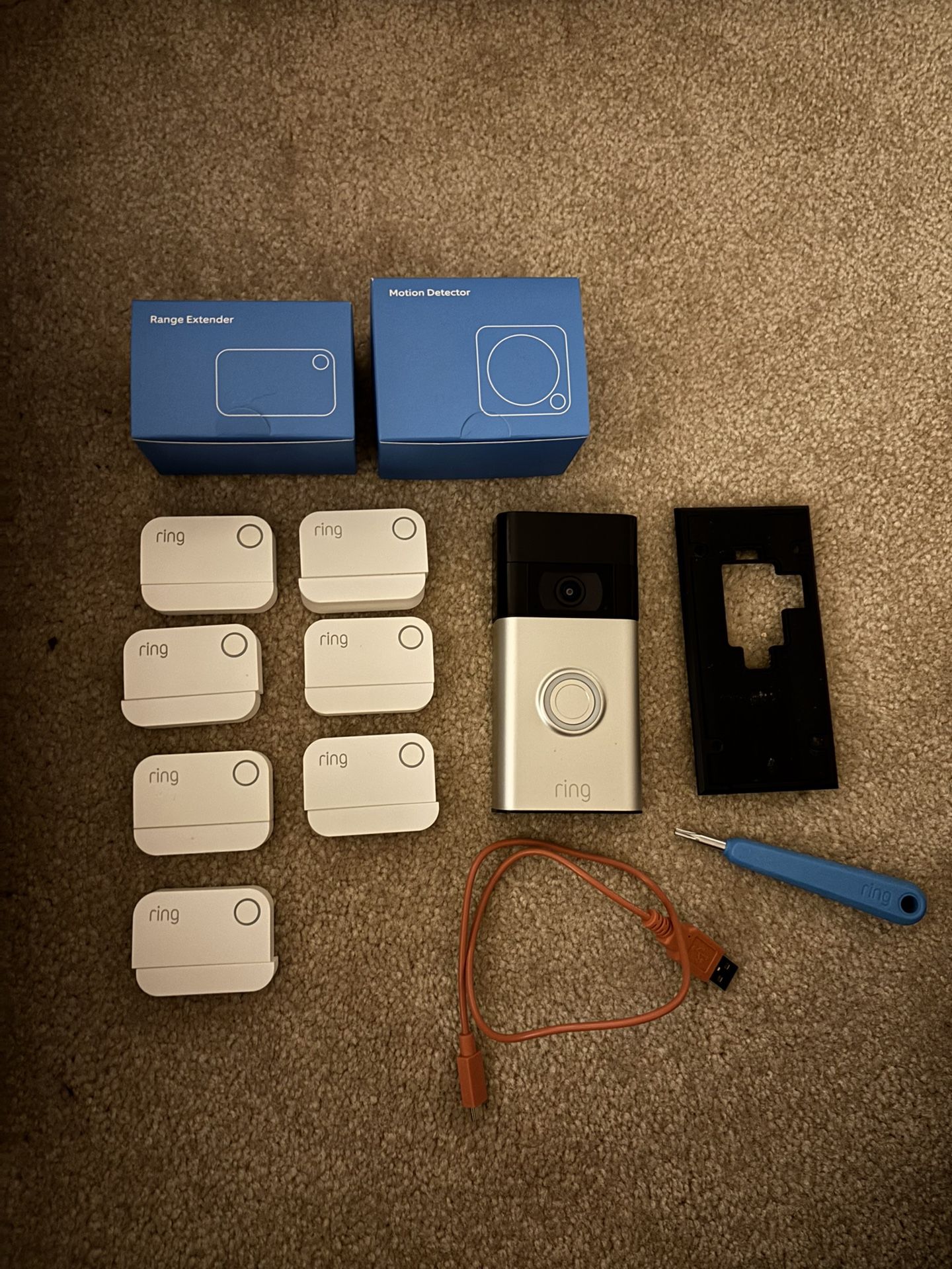 Ring Doorbell W/sensors, Range Extender, Motion Sensor