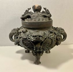 Antique Chinese Bronze Censer Incense Burner  with Xuande Mark Heavy 13lb / 6kg