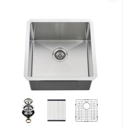 Undermount Kitchen Sink, 18 X 18 X 10 Inch Single Bowl Bar Sink 16 Gauge T-304 Stainless Steel Kitchen Sinks With Accessori