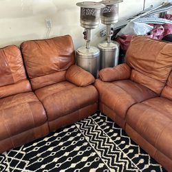 Leather Sofa Set - Reclining - Real Leather