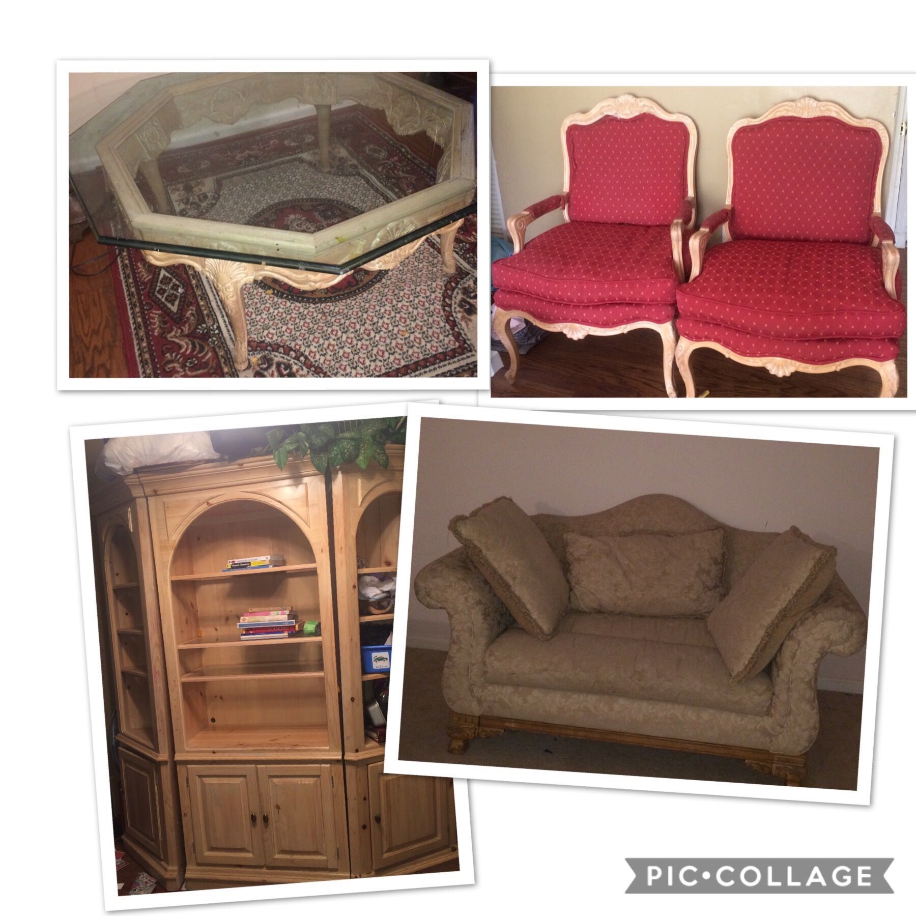 Living room set with bookshelf