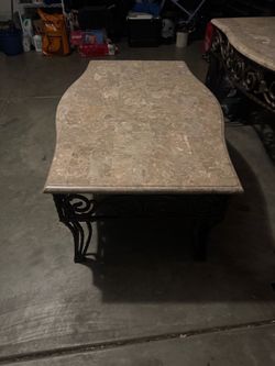 Stone and Iron coffee table set for sale