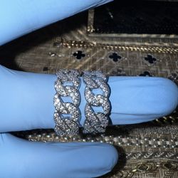 925 Silver Moissanite Cuban Link Rings