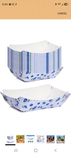 Blueberry Paper Plates, Disposable Waterproof Food Trays, 1 Lb., Suitable for Bulk Dlueberry-Themed Strawberry Shortcake Berry First Birthday Party Su