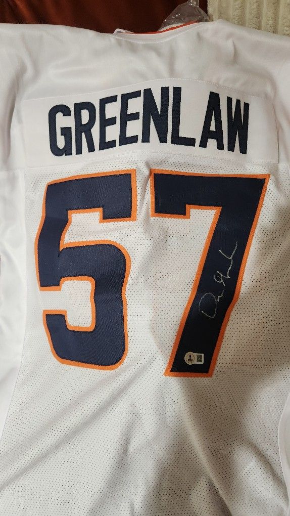 Dre Greenlaw Authentic Signed Navy Pro Style Jersey Autographed BAS Witnessed