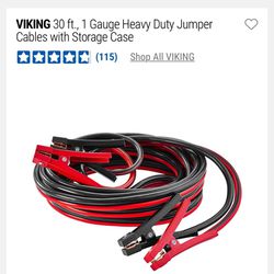 VIKING 30 ft., 1 Gauge Heavy Duty Jumper Cables with Storage Case