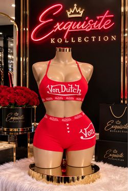 Von Dutch Red 2 Piece Shorts Set
