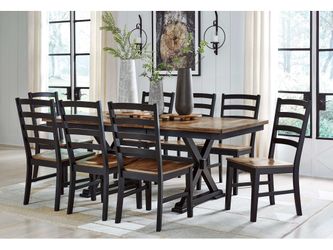 Wildenauer Brown & Black Dining Room Set / 9pc