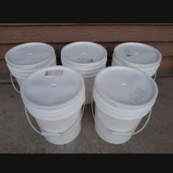 🔥 5 Gallon Buckets + Lids Clean FOOD SAFE Storage Containers Organizer Home Garage Leak Proof Construction Strong Industrial Business Paint $5 Each 