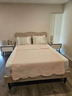 Queen Bed Frame + Mattress - Excellent Condition