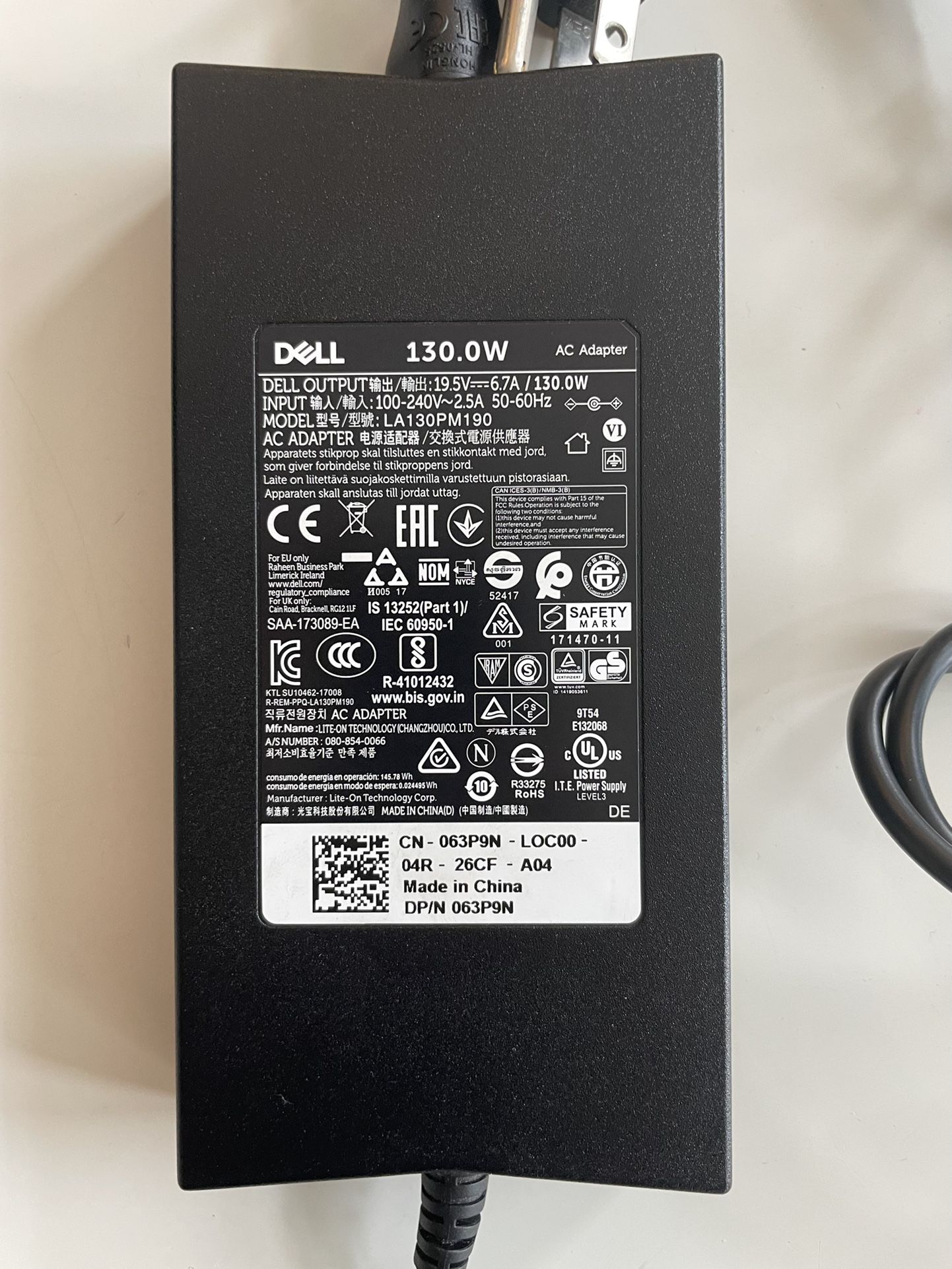 Dell Laptop 130.0W AC Adapter