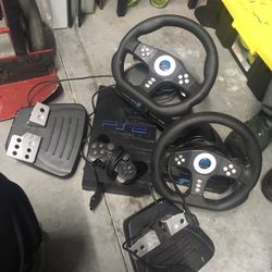 PS2 With 2 Racing wheel/pedal Combos