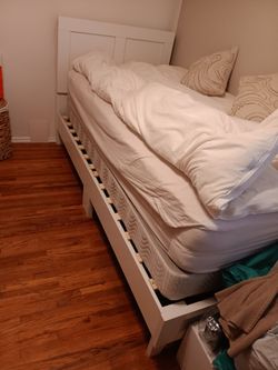 Bed Frame Twin Size White With Mattress