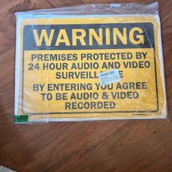 Warning 24 Hour Surveillance Sign 14”x10” Aluminum 