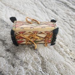 Vintage Native American Parfeche Box ,Handmade, Handpainted 