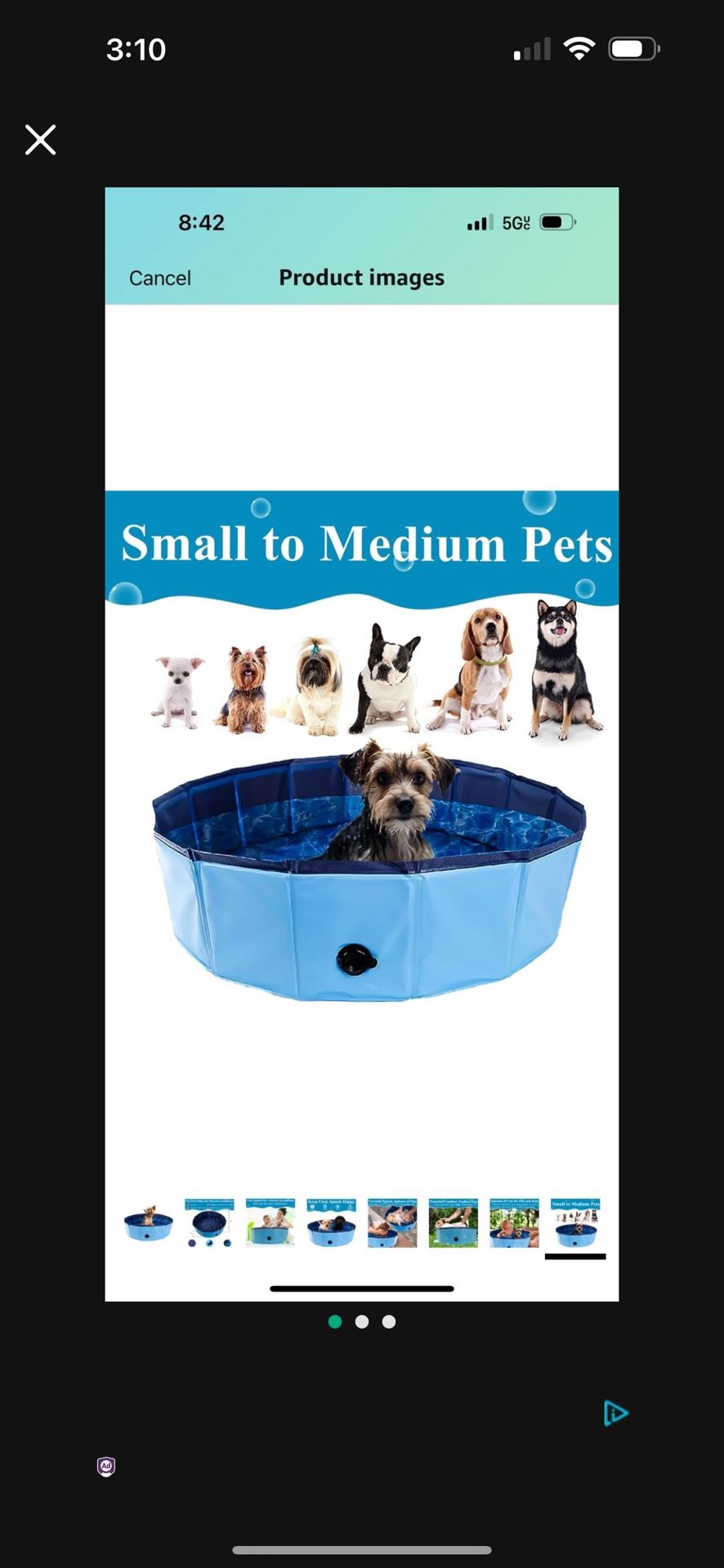Ringling Foldable Dog Pool Collapsible Pet Bathtub 31.5"x8" Blue Small