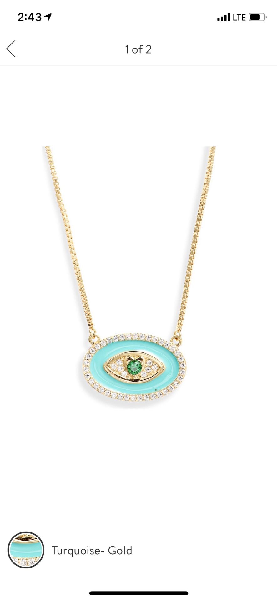 Turquoise-Gold Protective Pendant Necklace 