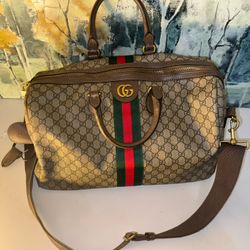 Gucci Monogram Print Large Duffle Bag 100% Authentic 