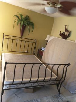Queen Size Iron Bedframe with Box Spring Great Condition