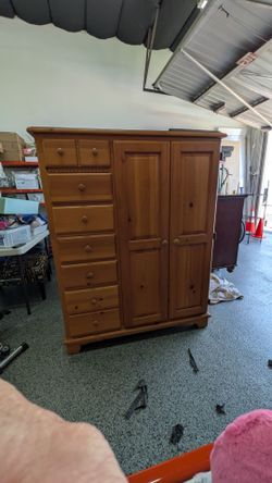 Free! Pine armoire home office. Desk pulls out for keyboard space for files.. space for computer ,  printer. Plenty of storage. Pick up in the city of