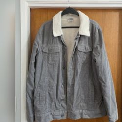 Men's Corduroy Gray Sherpa Jacket XL