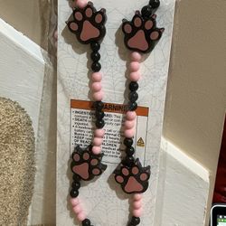 Halloween light up Necklace Cat Paw Pink Black 35” long New costume accessories