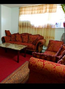 2 Gold/Maroon Loveseat Sofas