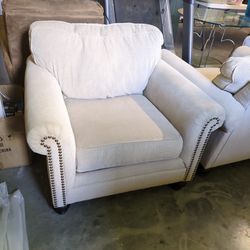 Matching Set Of Cream Colored Chairs 