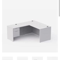MANAGER L-DESK 60"W X 72"D L-SHAPED DESK WITH LOCKING HANGING BOX/FILE PEDESTAL, WHITE