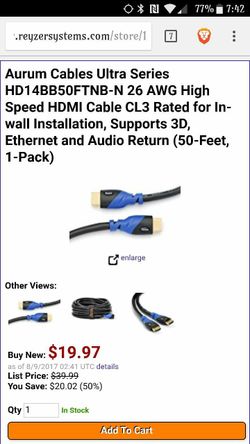 Brand new Aurum 50ft HDMI cable