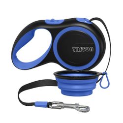 Triton Retractable Dog Leash - 16 Foot Reinforced Nylon Ribbon - One Touch Brake