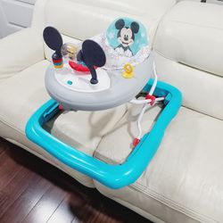 Bright Starts Disney Baby Mickey Mouse Original Bestie 2-in-1 Baby Activity Walker - Easy Fold Frame and Removable -Toy Station, 6 Months and up