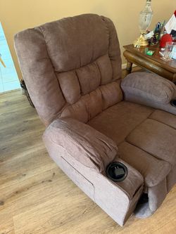 Brown Fabric Power Recliner Chair