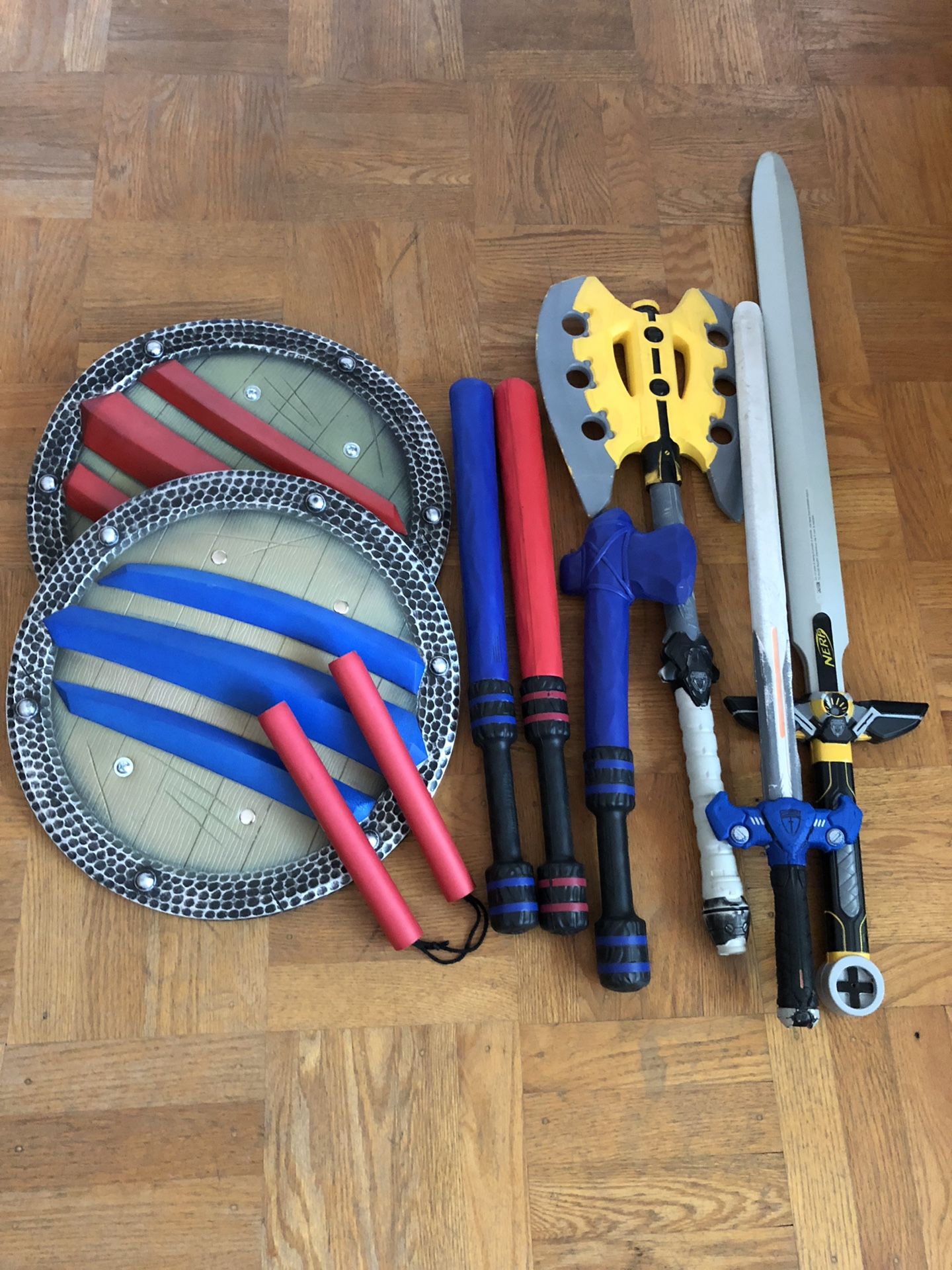 Nerf and Wombatz foam swords