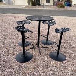 Custom Made Tractor Seat Pub Table & Stool Set