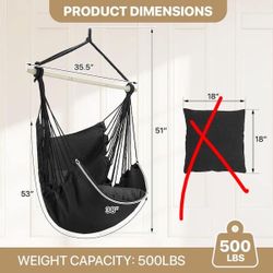Black Cotton Rope Swing Hammock Chair with Fixed Kit w without cushion