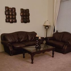 Ashley Leather Sofa Set And Table 
