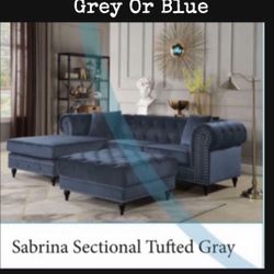 2pc Sectional Comes In grey Or Blue No Ottoman Included $850