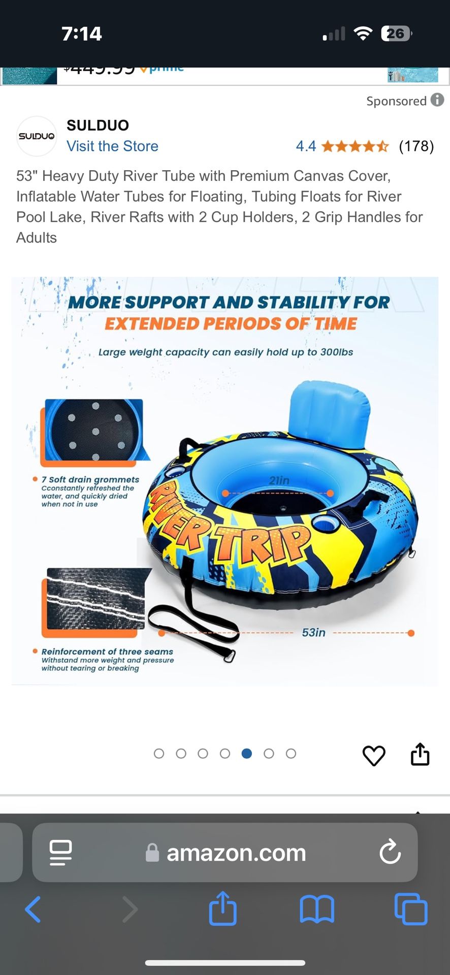 Sulduo 53” Heavy Duty River Tube With Cover