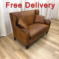 Vintage Walter E Smithe Settee Leather Sofa Couch Free Delivery