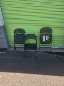 3 Black Padded Folding Chairs $30 all 3