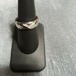 Stainless Steel 316L Cz Chevron Band Sz 7