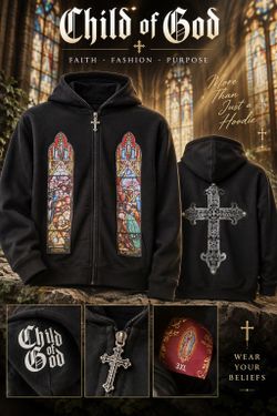 Child of God Zip-Up Hoodie with Cross Detail