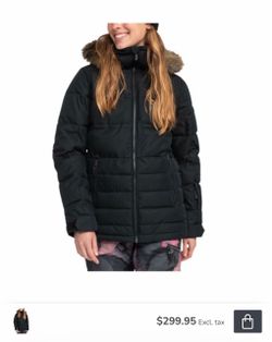 NWT Roxy Womens Ski Jacket Technical Snowboard Parka Fur Hood PrimaLoft Black XS